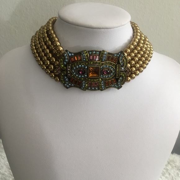 Heidi Daus Multicolor Swarovski Dyed Pearls Choker